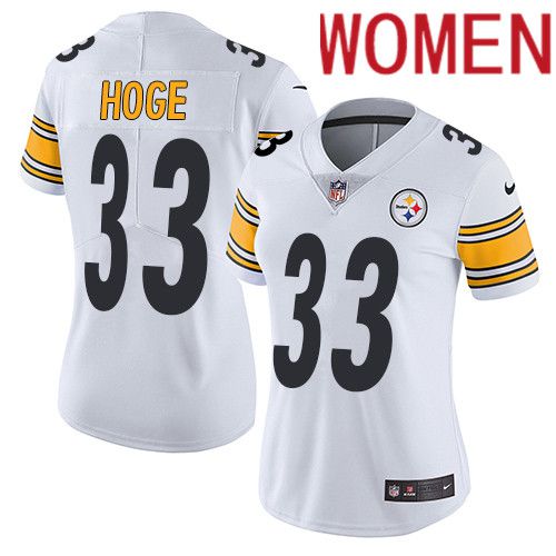 Women Pittsburgh Steelers #33 Merril Hoge Nike White Vapor Limited NFL Jersey
